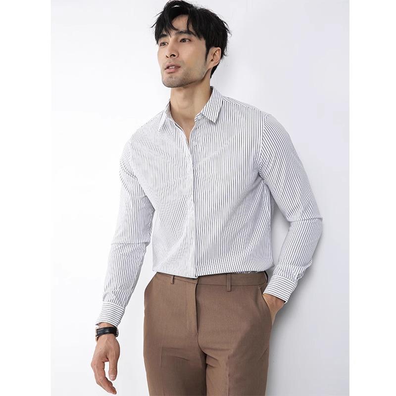 Mens Shirts | Sylvain Shirt In Striped Structure Knit Clothing Mens