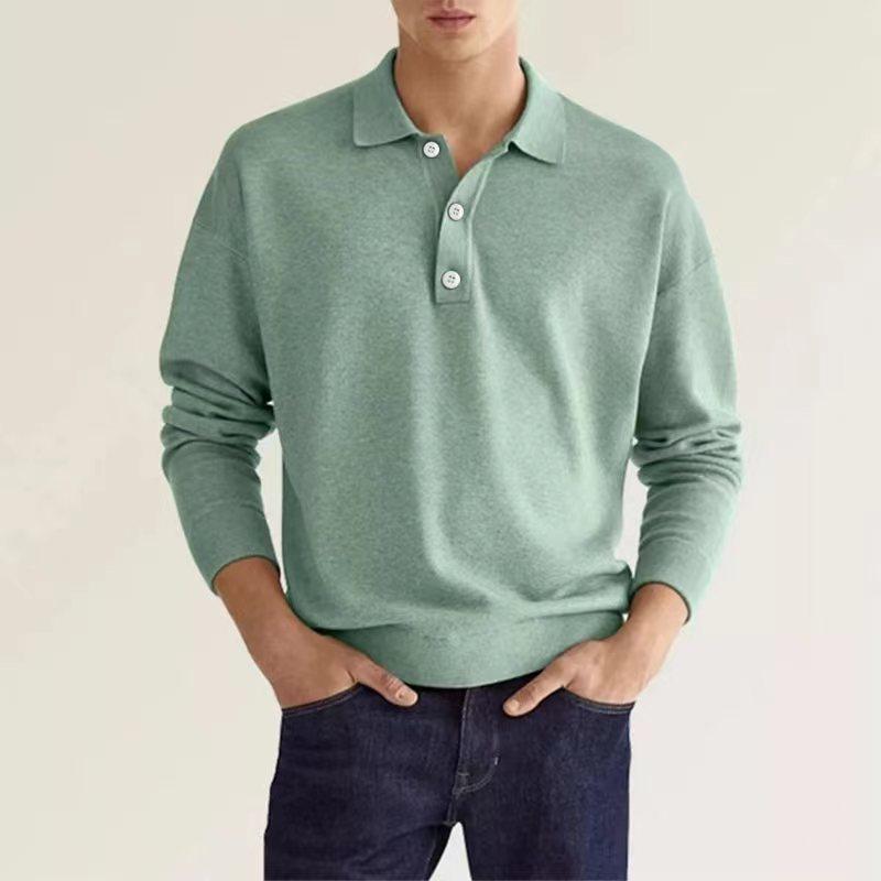 Mens Sweaters + Cardigans | Goris Long-Sleeve Polo Shirt In Light Bilen Clothing Mens