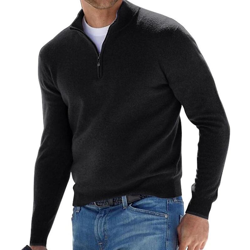 Mens Sweaters + Cardigans | Hilles Quarter-Zip Sweater In Cashmere Clothing black