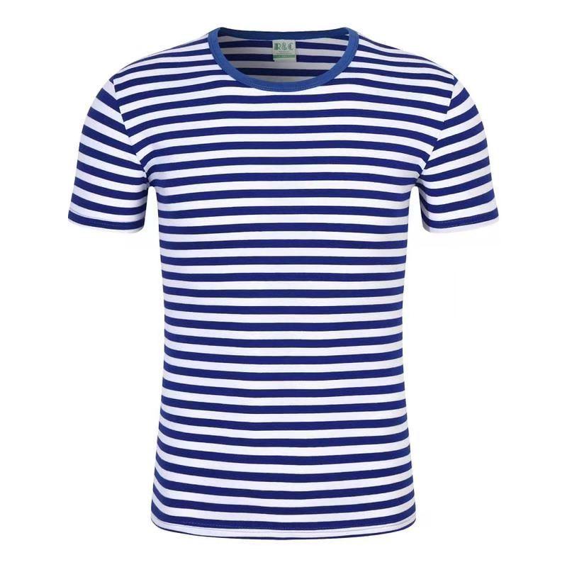 Mens T-Shirts + Polos | Dorian Tee In Striped Cotton Clothing baltic/white