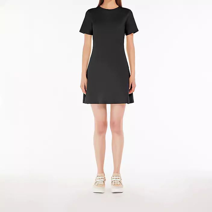 Womens Dresses | Flared Short-Sleeve Dress In Admiral Crepe Clothing black