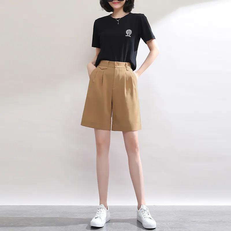 Womens Pants | Pleated Short In Stretch Cotton Twill Clothing Pants