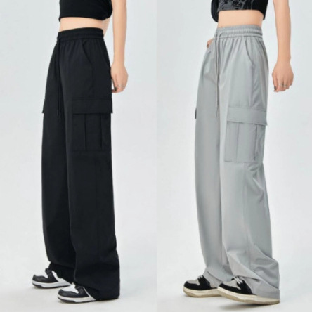 Womens Pants | Wide-Leg Cargo Pant In Admiral Crepe Clothing black