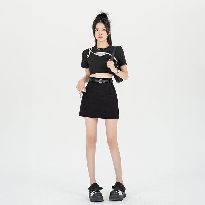 Womens Skirts | High-Waist Mini Skirt In Tweed Clothing charcoal melange