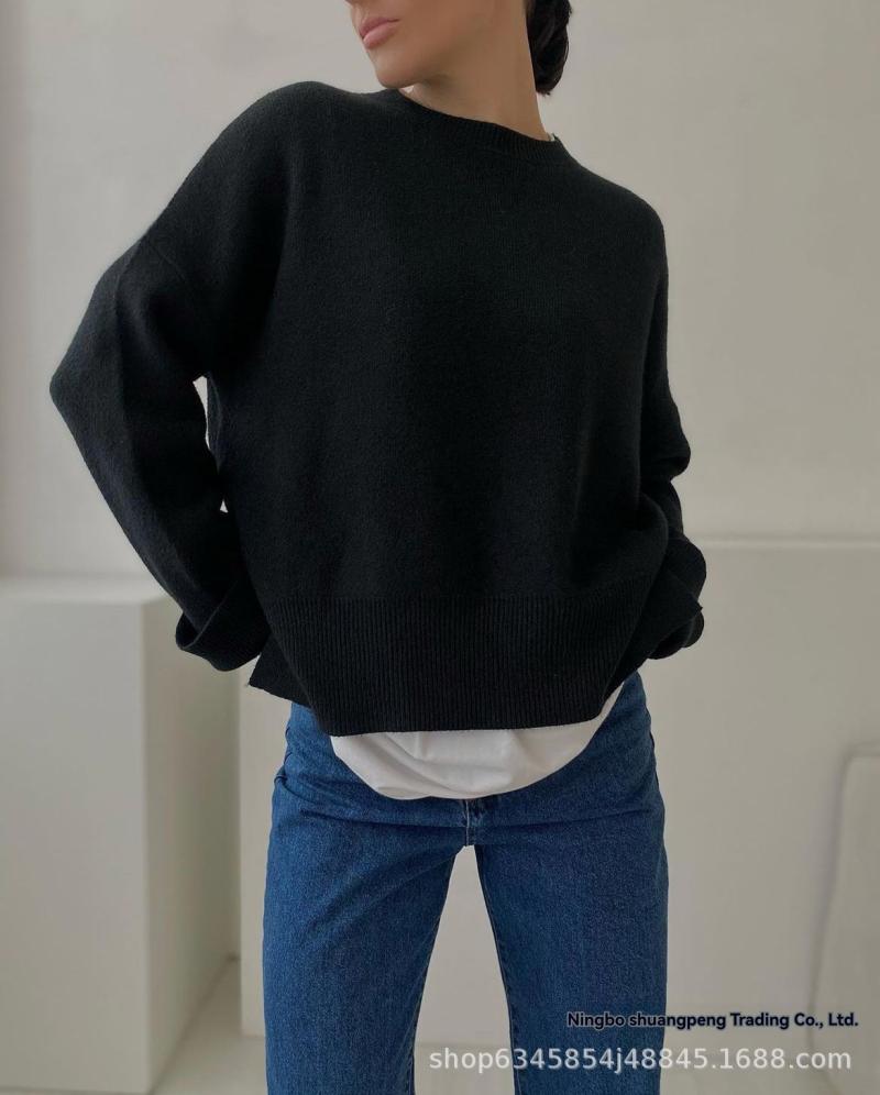 Womens Sweaters + Cardigans | Cropped Sweater In Cashmere Clothing black