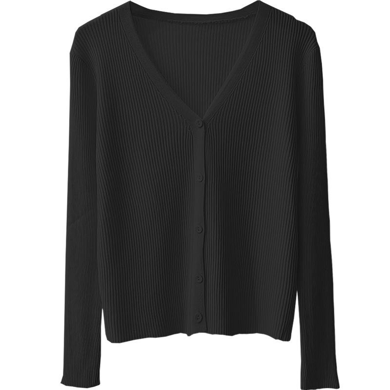 Womens Sweaters + Cardigans | Pointelle Cardigan In Crepe Knit Clothing black