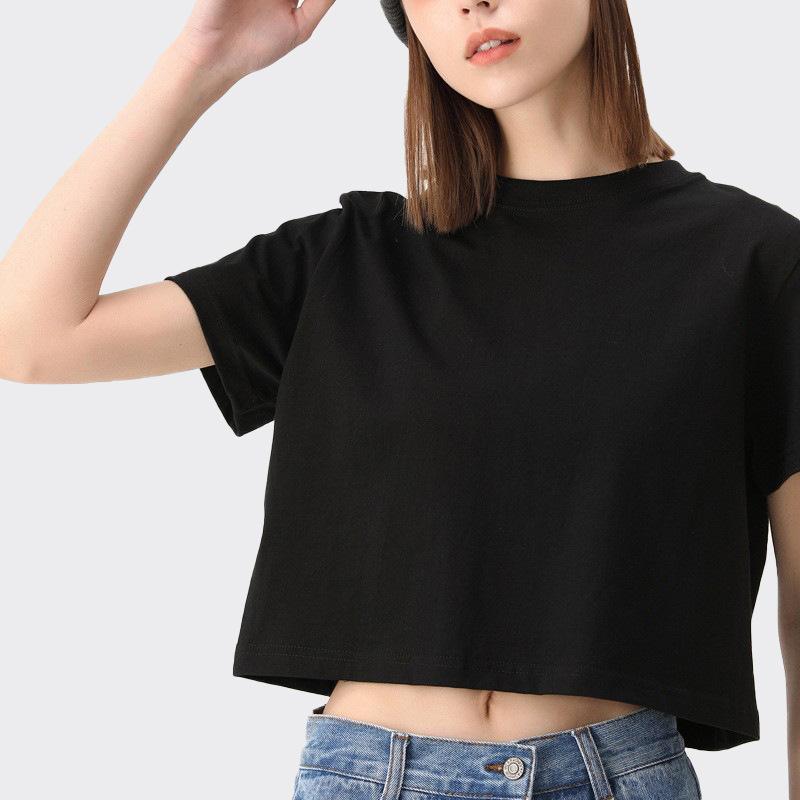 Womens T-Shirts + Tank Tops | Boxy Tee In Cotton Jersey Clothing black