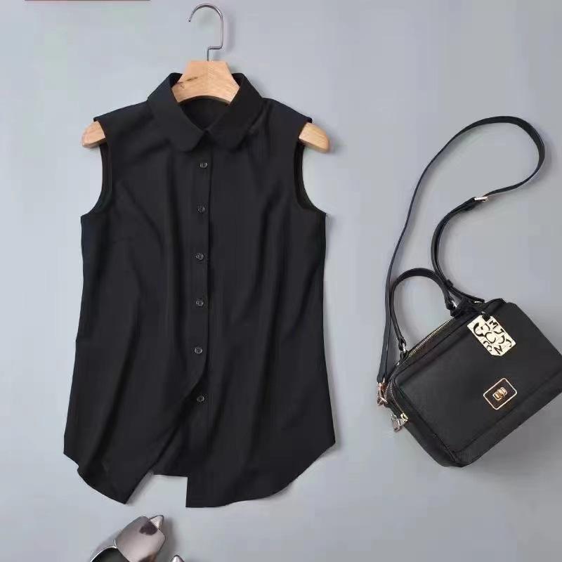 Womens Tops | Sleeveless Shirt In Cotton-Blend Clothing black