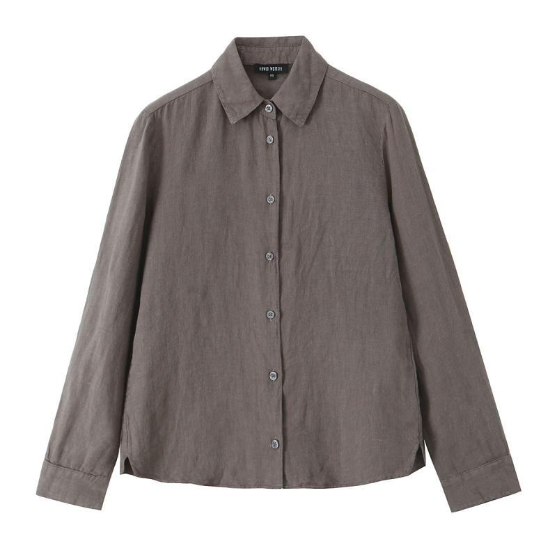 Womens Tops | Straight Shirt In Sleek Flannel Clothing hickory melange