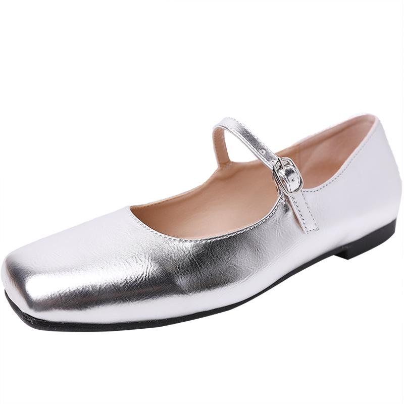 Womens Shoes | Mary Jane Ballerina Flat In Metallic Leather Accessories Shoes