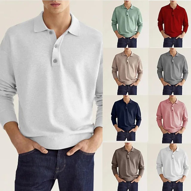 Mens Sweaters + Cardigans | Goris Long-Sleeve Polo Shirt In Light Bilen Clothing Mens